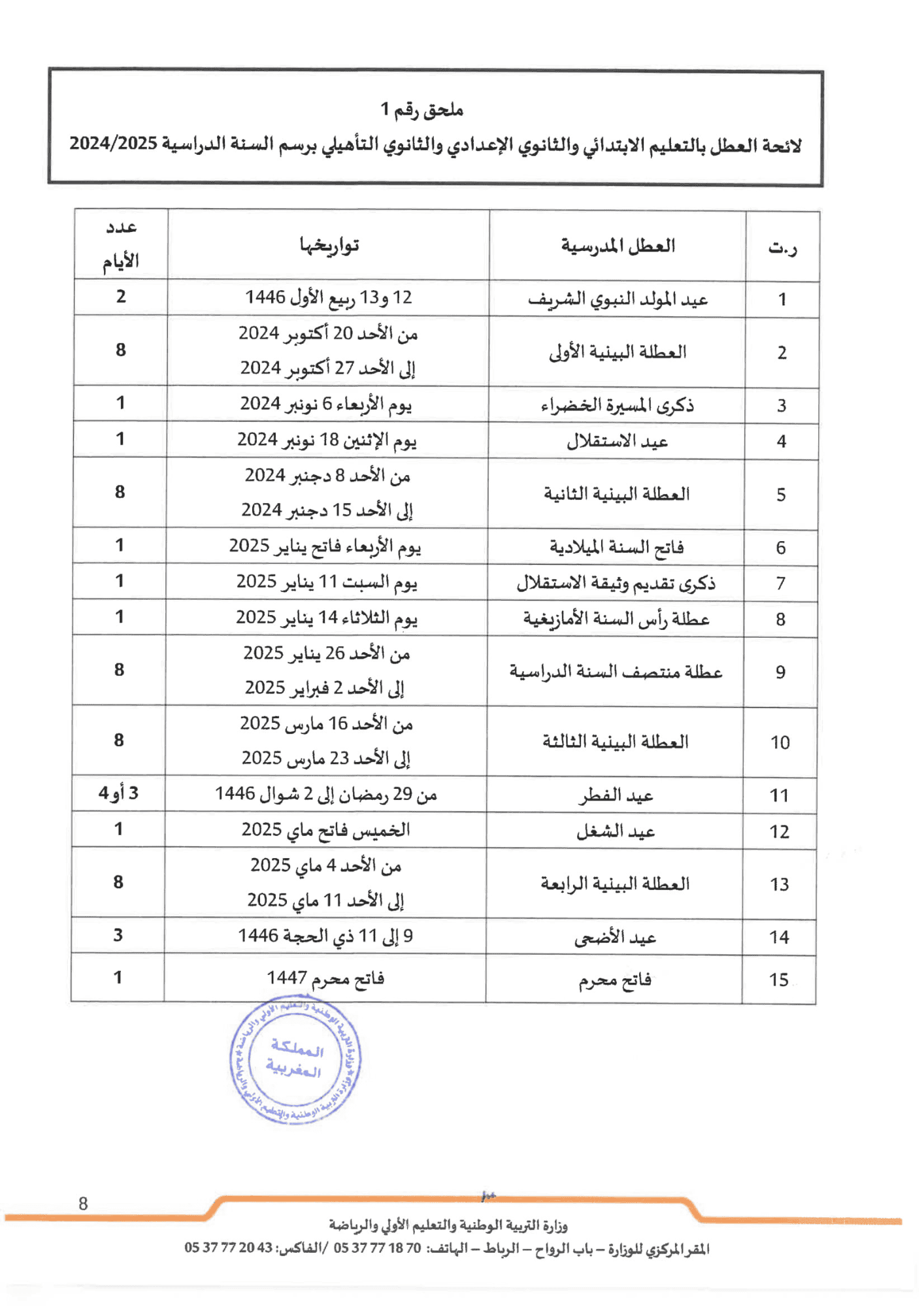لائحة العطل المدرسية في المغرب 2026